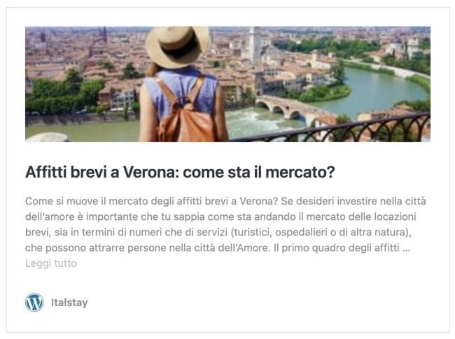 screenshot affitti brevi a Verona