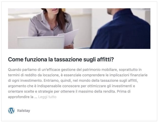 screenshot articolo su come funzionano le tasse sugli affitti brevi