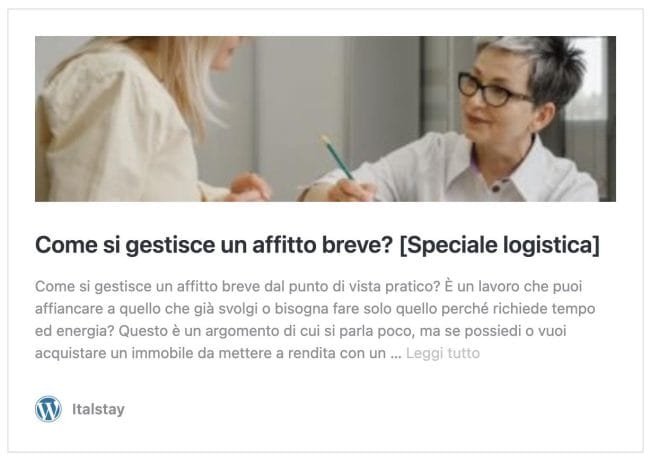 screenshot su come funziona la gestione logistica di un affitto breve